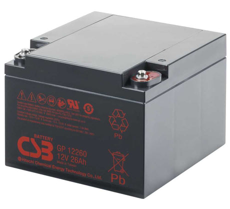 CSB GP12260 VdS – 12V 26Ah AGM Blei-Akku wartungsfrei mit M5 Schraubanschluss