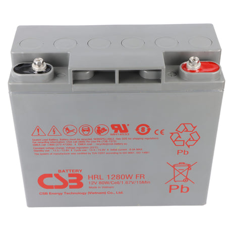 CSB HRL1280W FR 12V Blei-Akku (AGM) wartungsfrei 181x76,2x167mm M5 Anschluss