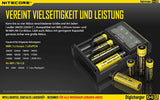 Nitecore Sysmax Digicharger D4 EU - intelligentes Ladegerät für Li-Ion, LiFePo4, Ni-MH, Ni-CD Akkus