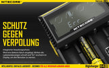 Nitecore Sysmax Digicharger D4 EU - intelligentes Ladegerät für Li-Ion, LiFePo4, Ni-MH, Ni-CD Akkus