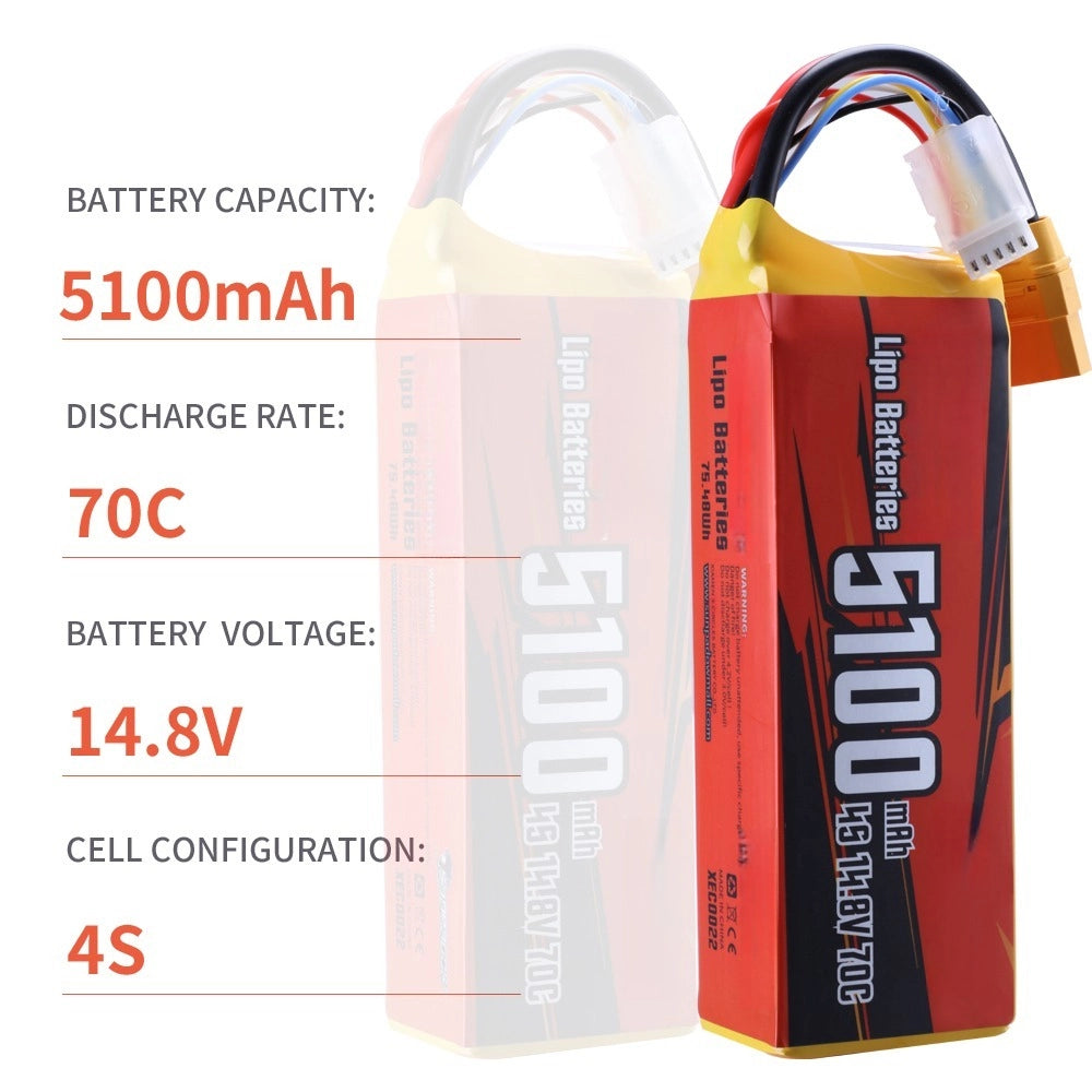 Sunpadow 4S Lipo-Akku 14,8 V 5100 mAh 70C mit XT90-Anschluss