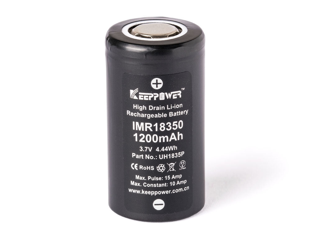 Keeppower IMR18350 - 1200mAh 10A (15A), 3,6V - 3,7V Li-Ionen-Akku