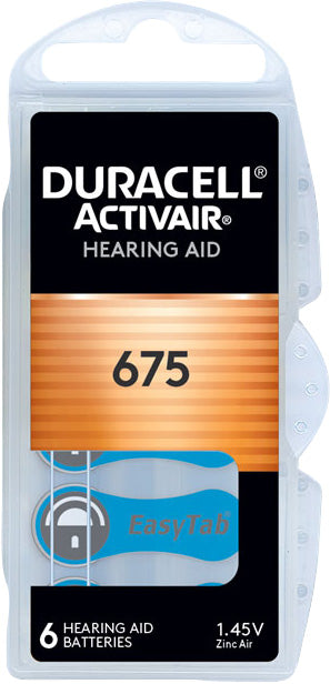 Duracell Batterie Zinc Air, 675, 1.45V Activair, Retail Blister (6-Pack)