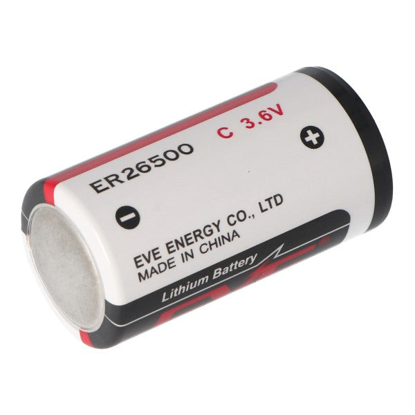 EVE ER26500 Lithium Batterie C Size Bobbin ER 26500, 3,6 Volt 8500mAh mit schmalem Pluspol min. 0,3mm, max. 0,5mm