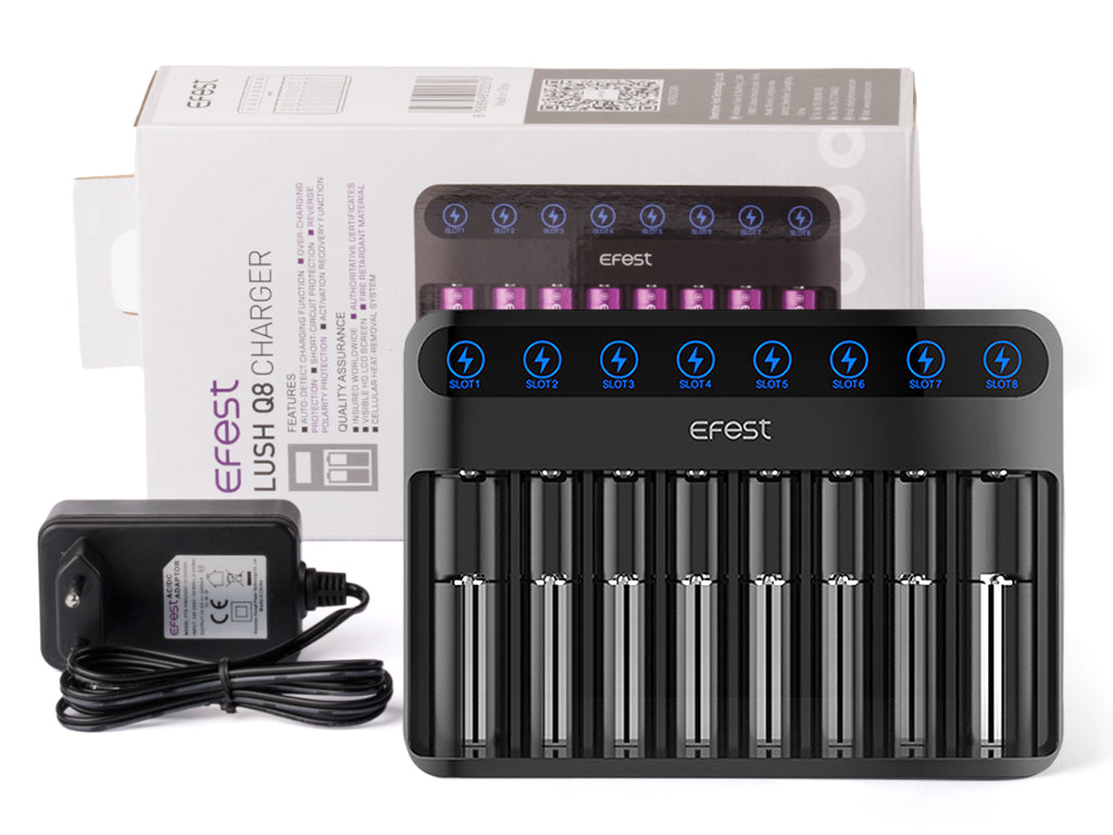 Efest Lush Q8 Ladegerät mit 8 Schächten für Lithium Ionen Akkus
