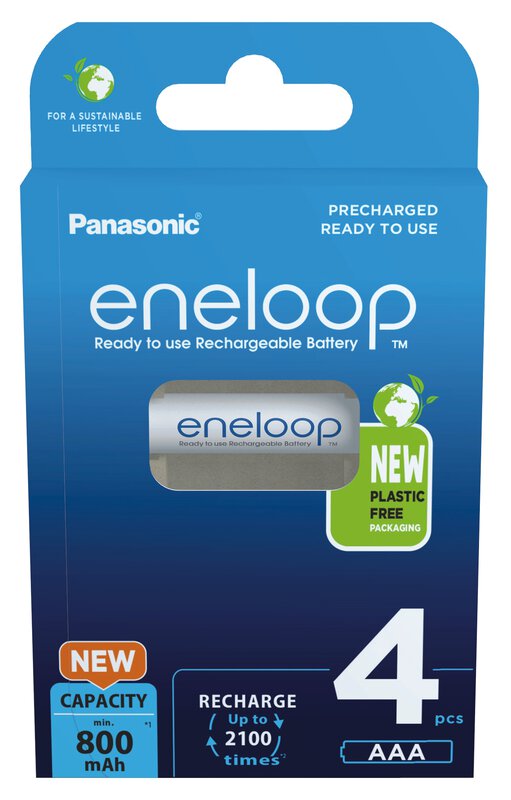 Eneloop Panasonic Ni-MH Akku 800mAh AAA 1,2V - 4 Stück BK-4MCDE/4BE