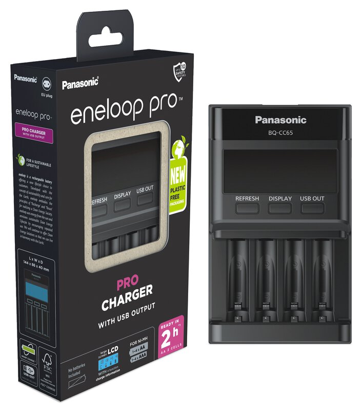 Panasonic Eneloop Pro Ladegerät BQ-CC65 für AA und AAA NiMh/NiCd Akkus