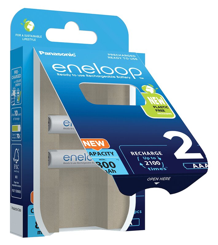 Eneloop Panasonic Ni-MH Akku 800mAh AAA 1,2V - 2er Blister BK-3MCDE/2BE