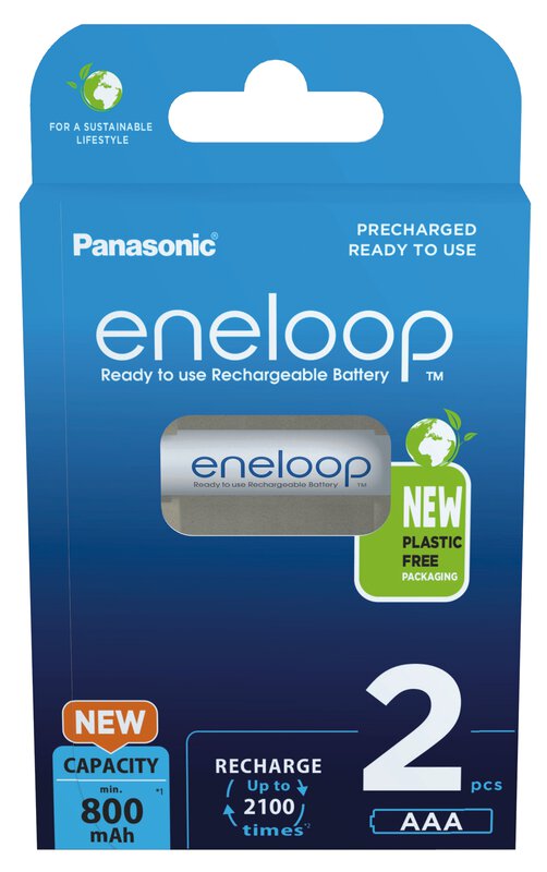 Eneloop Panasonic Ni-MH Akku 800mAh AAA 1,2V - 2er Blister BK-3MCDE/2BE