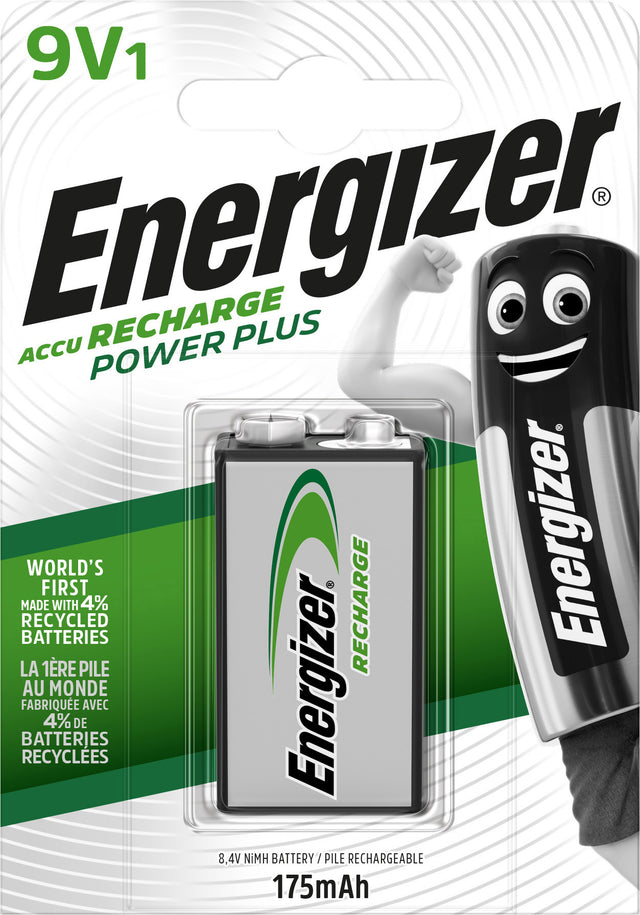 Energizer Akku NiMH, E-Block, HR22, 9V/175mAh Power Plus, Pre-charged, Retail Blister (1-Pack)