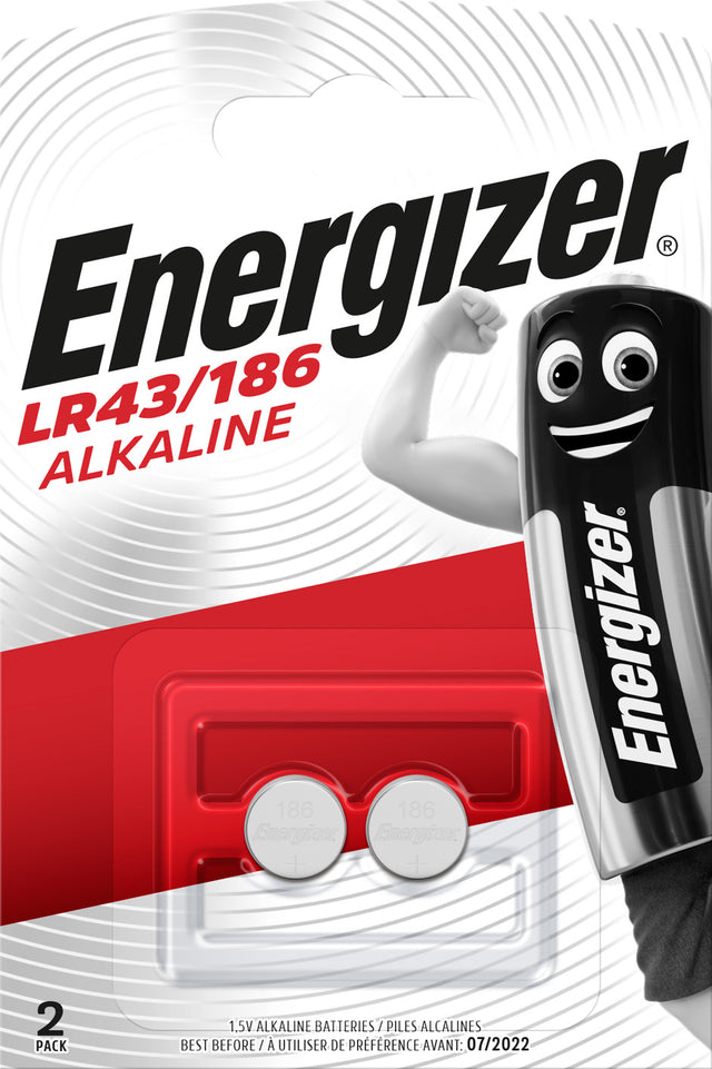 Energizer Batterie Alkaline, Knopfzelle, LR43, V12GA, 1.5V Electronics, Retail Blister (2-Pack)