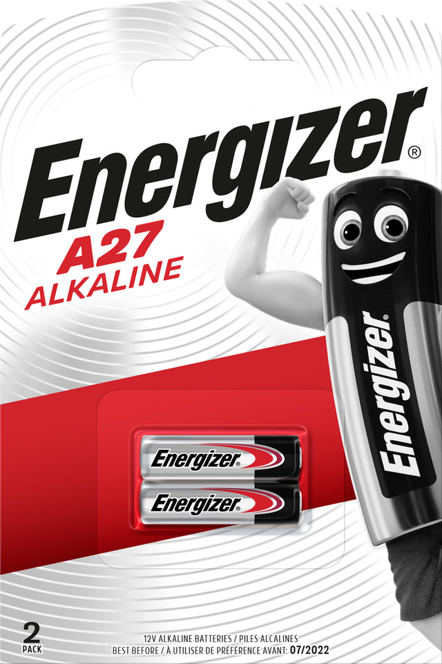 Energizer Batterie Alkaline, MN27, V27A, A27, 12V Electronics, Retail Blister (2-Pack)