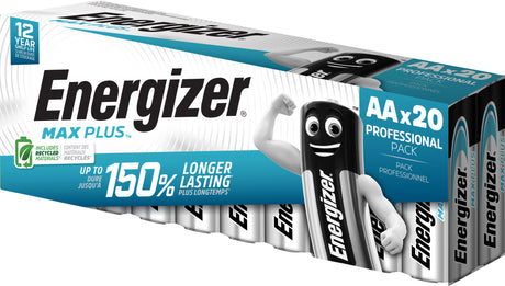 Energizer Batterie Alkaline, Mignon, AA, FR06, 1.5V Max Plus, Retail Blister (20-Pack)
