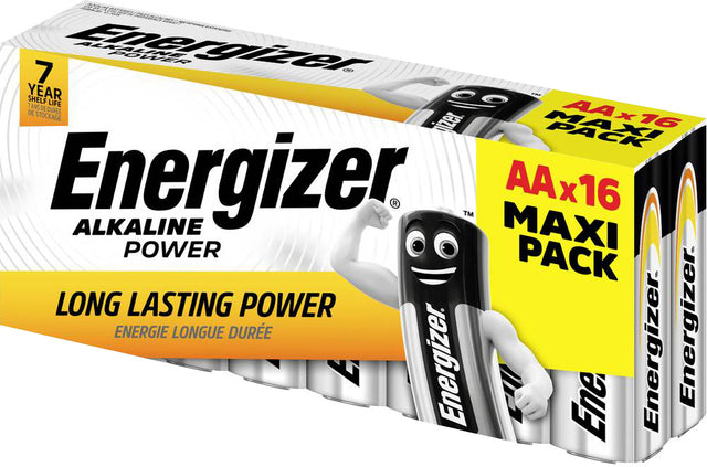 Energizer Batterie Alkaline, Mignon, AA, LR06, 1.5V Alkaline Power, Retail Blister (16-Pack)