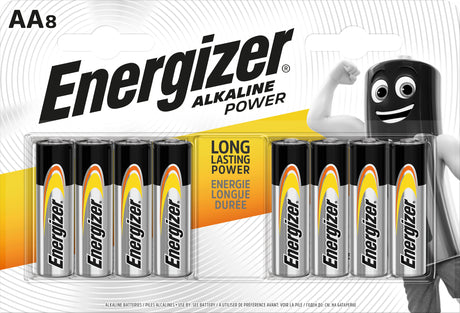 Energizer Batterie Alkaline, Mignon, AA, LR06, 1.5V Alkaline Power, Retail Blister (8-Pack)