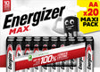 Energizer Batterie Alkaline, Mignon, AA, LR06, 1.5V Max, Retail Blister (20-Pack)