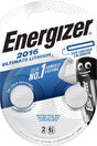Energizer Batterie Lithium, Knopfzelle, CR2016, 3V Ultimate Lithium, Retail Blister (2-Pack)