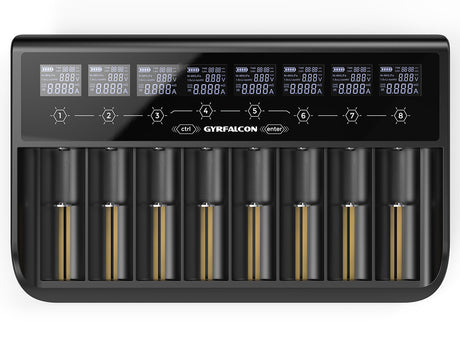 Enova Gyrfalcon All-88 Pro - 8fach Akkuladegerät für Li-Ion, LiFePO4 & NiMH mit PD Netzteil