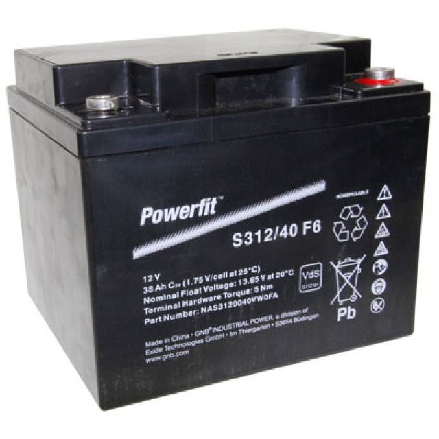 Exide Powerfit S312/40 F6 Blei Akku mit M6 Schraubanschluss 12V, 38000mAh
