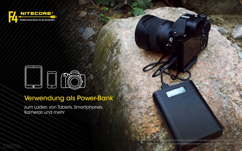 Nitecore F4 FlexBank Powerbank-Ladegerät für Li-Ionen-Akkus
