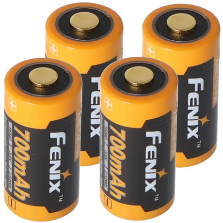 4x CR123 A Li-Ion Akku mit 3,7 Volt, min. 700mAh, typisch 760mAh, max. 820mAh Kapazität inkl. Akkubox ideal für Überwachungskamera Arlo, LED-Taschenlampen