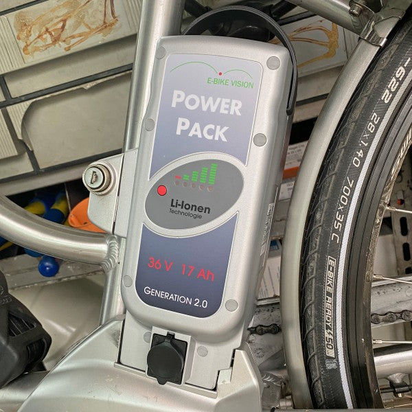 E-Bike Akku inklusive Ladegerät passend für Flyer Deluxe 36V NKY352B2, NKY370B2 Panasonic Deluxe Antrieb 36 Volt 17Ah 612Wh Sitzrohr