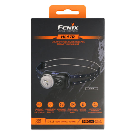 Fenix HL17R LED-Stirnlampe, ultraleicht, 3in1 Funktion, 500 Lumen, Gesten-Sensor-Schalter, wiederaufladbar