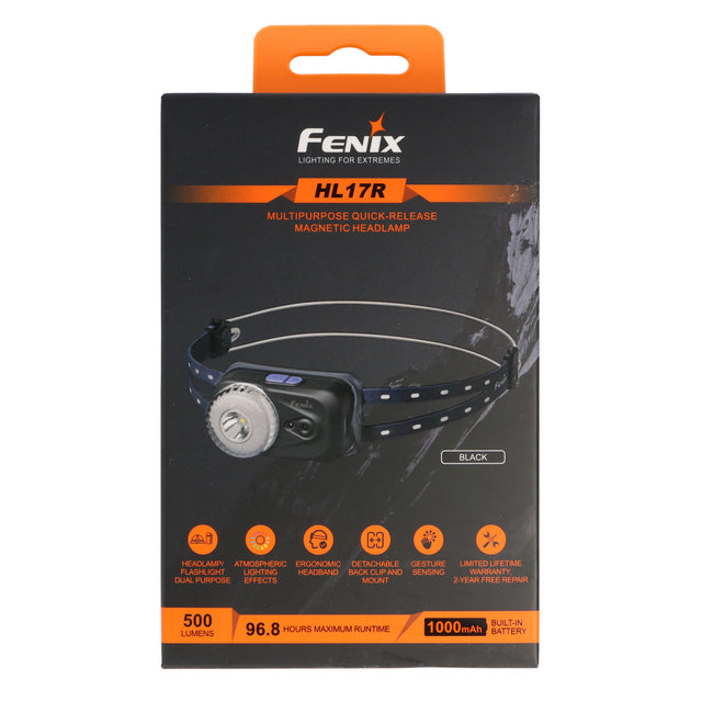 Fenix HL17R LED-Stirnlampe, ultraleicht, 3in1 Funktion, 500 Lumen, Gesten-Sensor-Schalter, wiederaufladbar