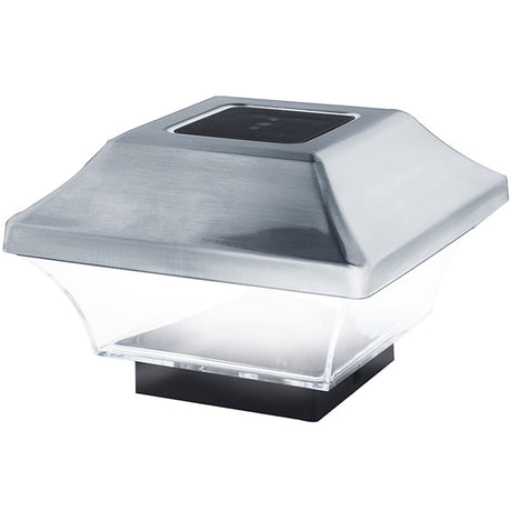 EZ Solar Zaunpfostenleuchte Solar LED Leuchte für Zaunpfähle, Garten Pfostenkappen, Zaunpfosten GL067SS in Edelstahl und Kunststoff mit 2 Adaptern