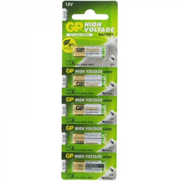 5 Stück GP23A 12 Volt Super High Voltage Alkaline Batterie 23Ae, A23, VA23GA, MS21, MN21, 8LR932, 28x10mm