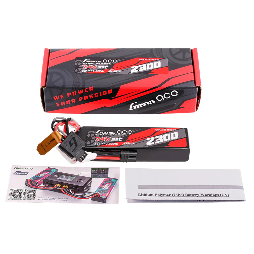 Gens Ace 2S LiPo Akku 2300mAh 2S 7,4V 35C Lipo-Akku mit iEC2-Stecker