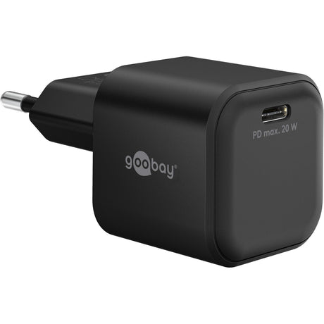 Goobay - 20 W, USB-C, PD-GaN-Schnellladegerät Nano, Schwarz