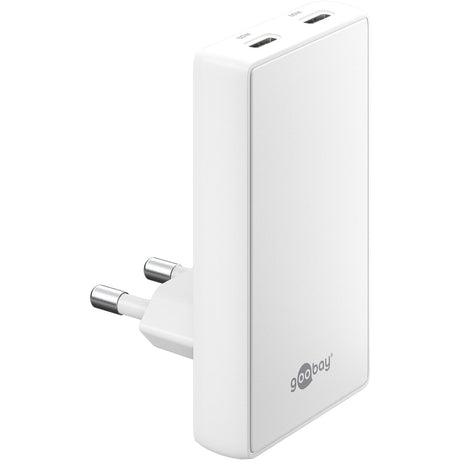 Goobay - 65 W, USB-C, Pd-GaN-Dual-Schnellladegerät 90 Flat, Weiß