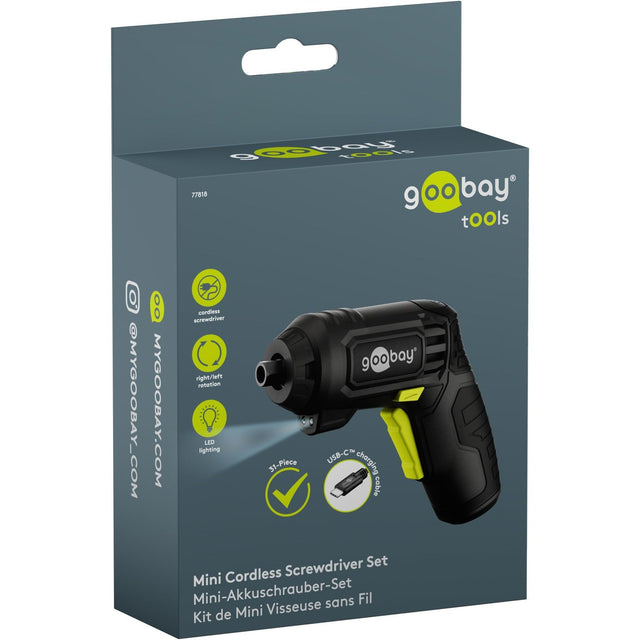 Goobay - Mini Akkuschrauber Set 31 Tlg., Schwarz