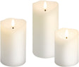 Goobay 3er-Set LED-Echtwachskerzen, weiß - mit Timerfunktion und 3D-Flammenkegel, batteriebetrieben, warmweiß (2700 K)