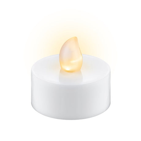 Goobay 4er-Set LED-Teelichter mit Timer, weiß - mit Timerfunktion und flackernder Flamme, batteriebetrieben, warmweiß (2500 K)