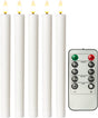 Goobay 5er-Set weiße LED-Echtwachs-Stabkerzen, inkl. Fernbedienung - mit Fernbedienung, Timerfunktion und 3D-Flammenkegel, batteriebetrieben, warmweiß (2400 K), dimmbar