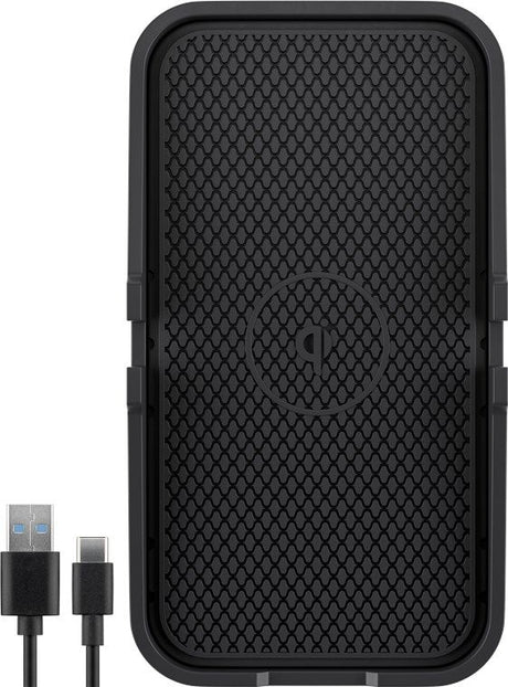 Goobay Kabelloses Kfz-Schnellladegerät 15 W, schwarz - Ladematte geeignet für Smartphones und Geräte mit Qi-Standard