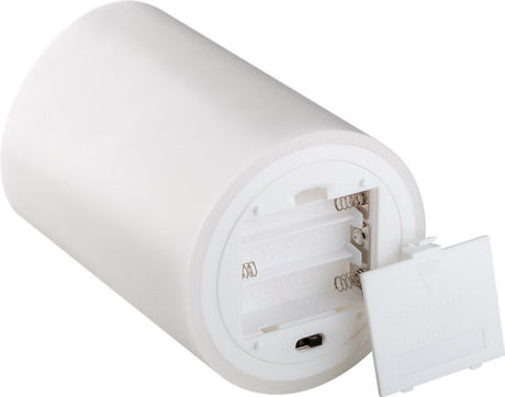 Goobay LED-Echtwachskerze, weiß, 10 x 15 cm - mit Timerfunktion und 3D-Flammenkegel, batteriebetrieben, warmweiß (2700 K)
