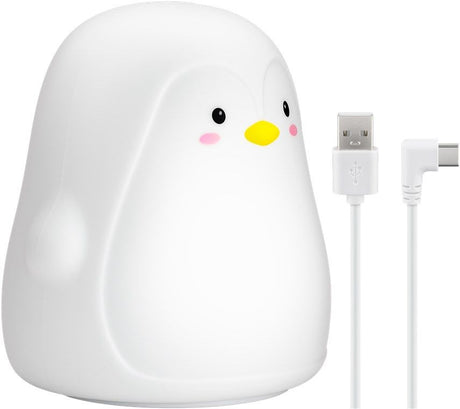 Goobay LED-Nachtlicht "Pinguin" - warmweißes Licht und 7 Farbwechsel (RGB-Licht), mit 3 Leuchtmodi, Touch-Sensor und Li-Ion-Akku (3,7 V/1200 mAh), aus weichem Silikon