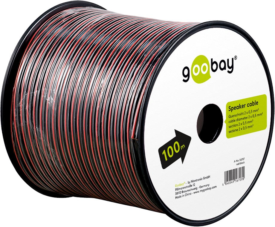 Goobay Lautsprecherkabel CCA - 100 m Rolle Querschnitt 2 x 0.50 mm²