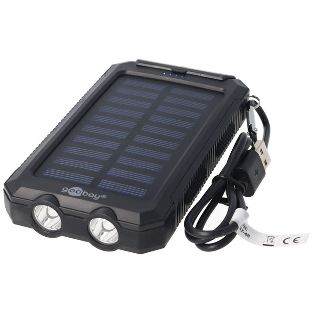 Goobay Outdoor Powerbank 8000mAh mit Solarpanel und Taschenlampenfunktion