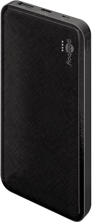Goobay Powerbank Slimline 10.000 mAh - leistungsstarke 10.000 mAh in einem handlichen wie griffigen Design mit Status-LEDs