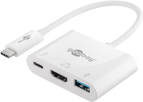 Goobay USB-C™ Multiport-Adapter HDMI, PD, weiß - erweitert ein USB-C™ Gerät um einen HDMI™- und einen USB 3.0- Anschluss