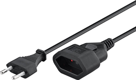 Goobay Verlängerungskabel Eurostecker, 2 m, schwarz - Eurostecker (Typ C, CEE 7/16) > Eurokupplung