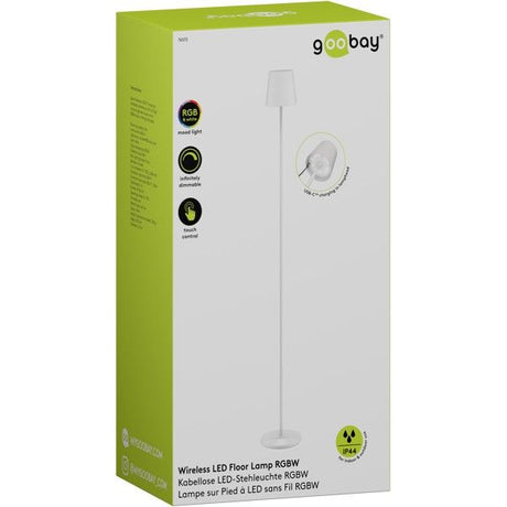 Goobay kabellose LED-Stehleuchte XL 122 cm RGBW weiß