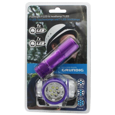 AccuCell Grundig LED-Taschenlampe 9 LED und Strinlampe 7 LED weiss