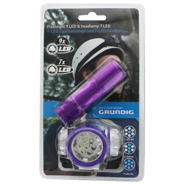 Grundig LED-Taschenlampe 9 LED und Strinlampe 7 LED weiss