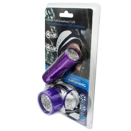 AccuCell Grundig LED-Taschenlampe 9 LED und Strinlampe 7 LED weiss