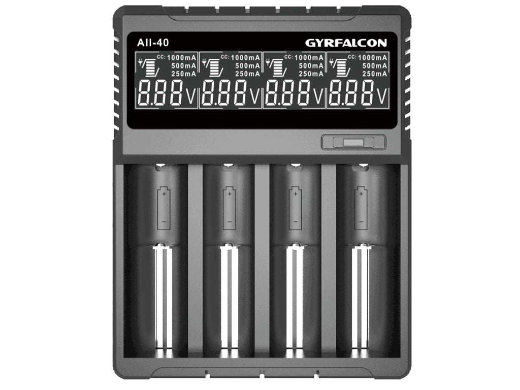 Enova Gyrfalcon ALL-40: 4-Schacht Li-Ion & NiMH Akkuladegerät